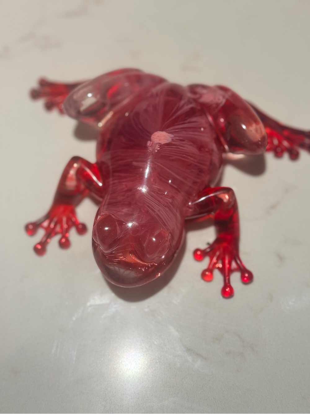 Red Resin Frog Décor for Reptile Enthusiasts